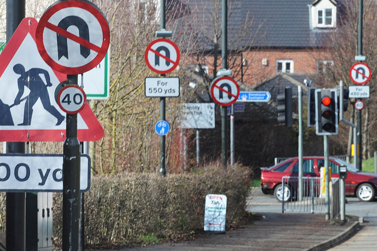 Urban clutter road signs, pedestrian signs, road work signs - is it all too much?